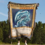YGO Blue Eyes White Dragon Card Woven Tapestry Throw Blanket – Iconic Wall Art, Room & Home Decor - Image 4