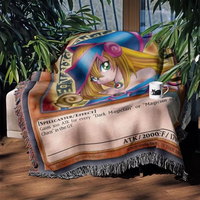 YGO Dark Magician Girl Card Woven Tapestry Throw Blanket – Magical Wall Hanging, Room & Home Decor - Image 3