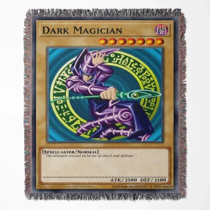 Yu-Gi-Oh! Dark Magician card woven tapestry throw blanket, legendary card-inspired throw, perfect for room and wall decor.