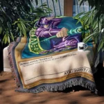 YGO Dark Magician Card Woven Tapestry Throw Blanket – Legendary Card Inspired Throw, Room & Wall Decor - Image 3