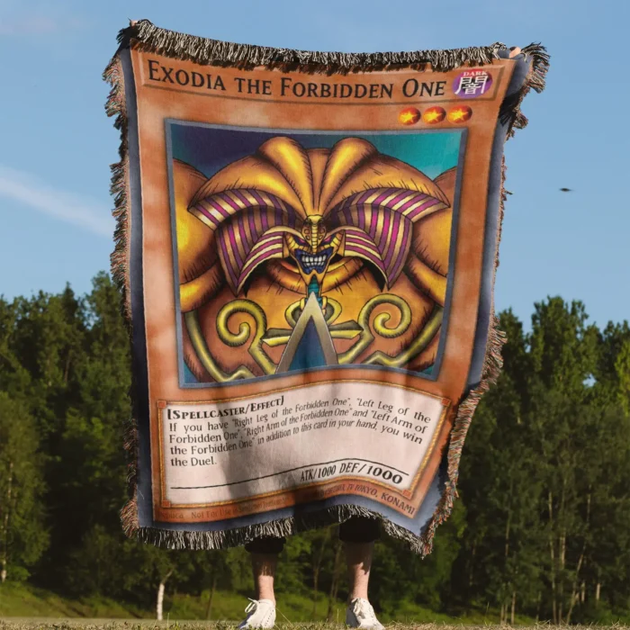 YGO Exodia the Forbidden One Card Woven Tapestry Throw Blanket – Rare Collectible Wall Rug, Room & Home Decor - Image 4