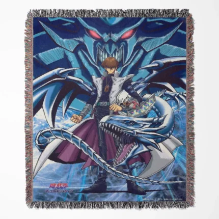 Yu-Gi-Oh! Seto Kaiba woven tapestry throw blanket, stylish home decor, room and wall art, perfect collectible gift for fans.