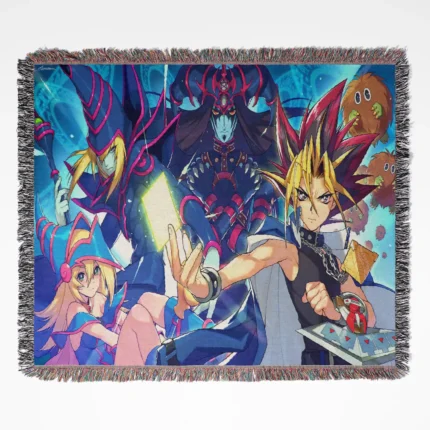 Yu-Gi-Oh! woven tapestry throw blanket, popular room accent design, cozy throw, and wall art piece perfect for room and home decor.