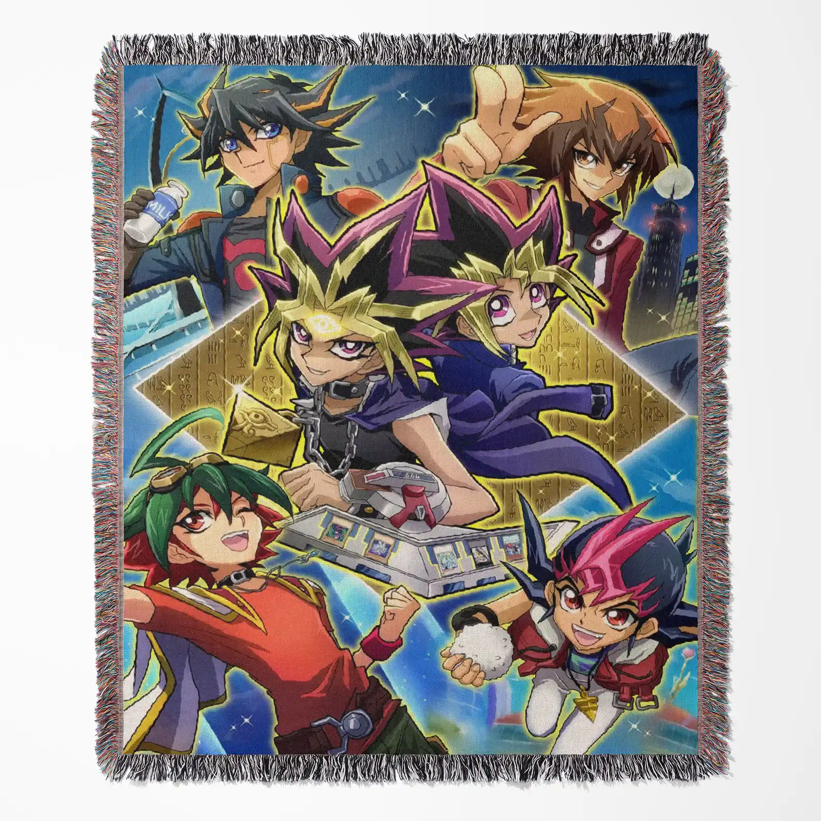 anime-woven-tapestry-throw-blanket-649 Yu-Gi-Oh! woven tapestry throw blanket, unique wall art design, ideal for room and home decor, and a collectible throw.