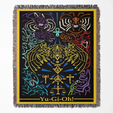 Yu-Gi-Oh! woven tapestry throw blanket, classic room decor, wall art, and home accent, perfect for fans.