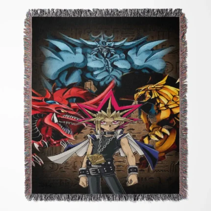 Yu-Gi-Oh! woven tapestry throw blanket, vibrant throw design, perfect as a wall hanging and room decor piece.