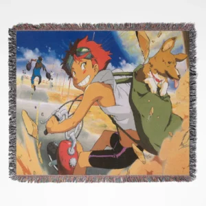 Cowboy Bebop woven tapestry throw blanket, retro wall art inspired by the space-western style of Cowboy Bebop, perfect for room and home decor.