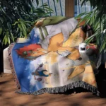 Cowboy Woven Tapestry Throw Blanket – Retro Wall Art, Space-Western Room & Home Decor - Image 4