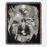Chainsaw Man Aki Hayakawa woven tapestry throw blanket, dark wall art and room decor, ideal as a collectible gift for Aki Hayakawa fans.