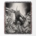 Chainsaw Man Denji woven tapestry throw blanket, a unique wall rug and home decor piece, perfect as a gift for fans of Denji from Chainsaw Man.