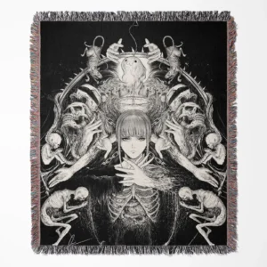 Chainsaw Man Makima woven tapestry throw blanket, modern wall art and room decor, the ideal gift for fans of the powerful Makima from Chainsaw Man.