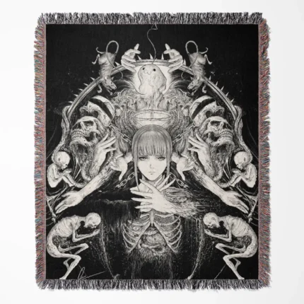 Chainsaw Man Makima woven tapestry throw blanket, modern wall art and room decor, the ideal gift for fans of the powerful Makima from Chainsaw Man.