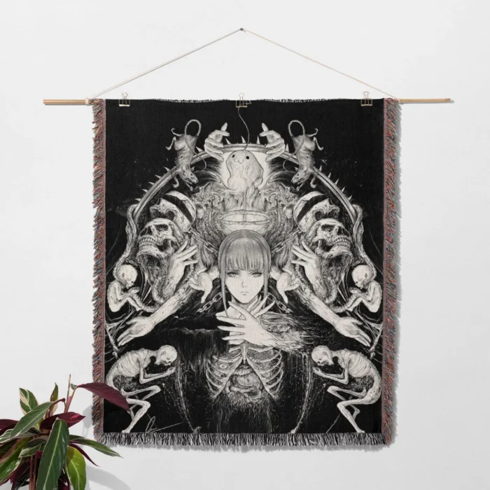 CSM Makima Woven Tapestry Throw Blanket – Modern Wall Art, Room & Home Decor, Ideal Gift - Image 2
