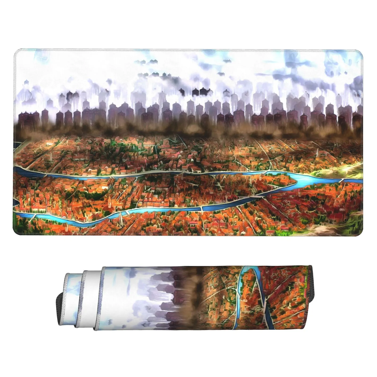 aot-Shiganshina-District-mouse-pad-1 Unique AOT Desk Mat for Gaming Room or Otaku Bedroom. Ideal for collectors or fan setups. Perfect gift for Attack on Titan lovers.