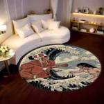 Ukiyo-e Round Rug – Classic Art Rug for Home or Office Decor Display - Image 2