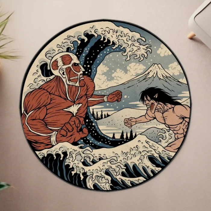 Ukiyo-e Round Rug – Classic Art Rug for Home or Office Decor Display - Image 4