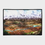 This *Attack on Titan* walled city rug adds an epic touch to boys' bedrooms or gaming setups. A striking decor piece for anime fans.