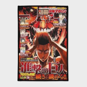 This *Attack on Titan* manga comic cover rug makes a great decor piece for boys' bedrooms or game rooms. A must-have collectible for fans.