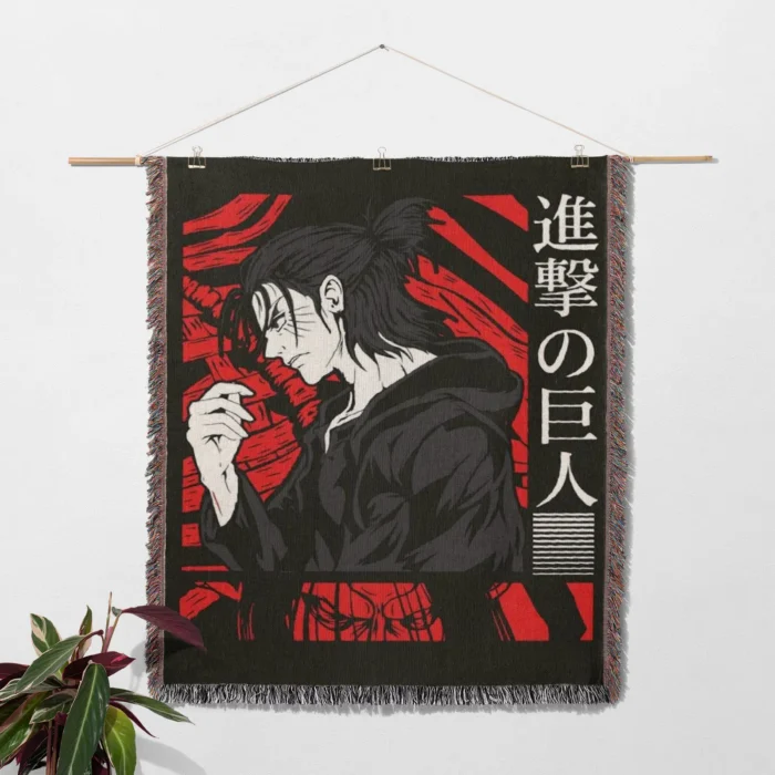 AOT Eren Yeager Woven Tapestry Throw Blanket – Epic Wall Rug, Home & Room Decor, Ideal Gift for Fans - Image 2