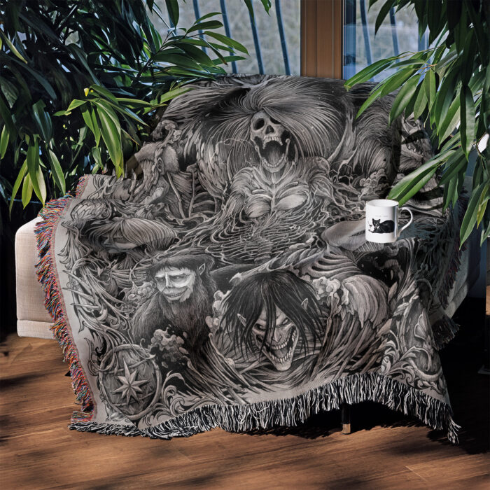 AOT Nine Titan Woven Tapestry Throw Blanket – Stunning Wall Rug, Picnic Mat & Home Display, Great Gift - Image 3