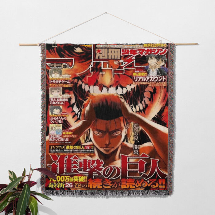 AOT Manga Cover Woven Tapestry Throw Blanket – Unique Wall Rug, Room & Home Decor, Must-Have Merch & Gift - Image 2