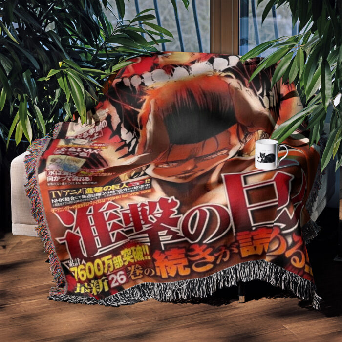 AOT Manga Cover Woven Tapestry Throw Blanket – Unique Wall Rug, Room & Home Decor, Must-Have Merch & Gift - Image 3