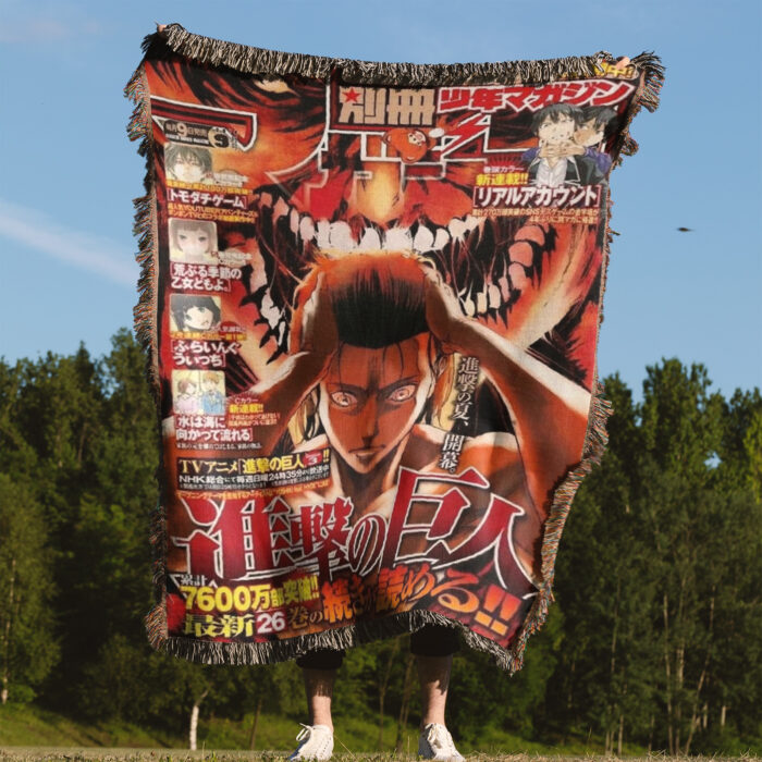 AOT Manga Cover Woven Tapestry Throw Blanket – Unique Wall Rug, Room & Home Decor, Must-Have Merch & Gift - Image 4