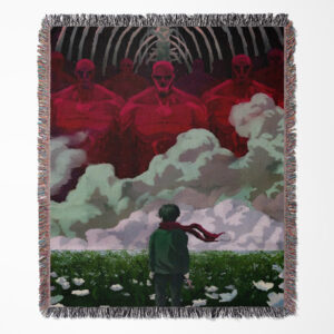 Attack on Titan woven tapestry throw blanket, striking wall rug and room decor, perfect as a collectible for Attack on Titan fans.