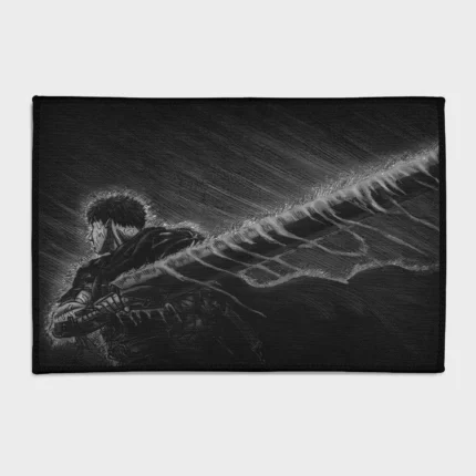 Add a dark fantasy touch to your space with this Berserk black area rug. Perfect for an otaku bedroom or room setup, this rug embodies the intense and mysterious atmosphere of the Berserk universe, making it a must-have for any anime fan.
