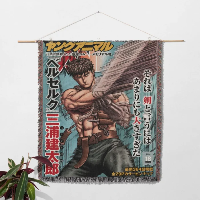 Berserk Manga Cover Anime Woven Tapestry Throw Blanket – Stunning Wall Art, Room & Home Decor, Great for Merch Collections - Image 2