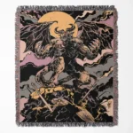 Berserk woven tapestry throw blanket, bold wall art and picnic mat, perfect for dark fantasy fans, bringing the gritty and epic aesthetic of Berserk to any room.