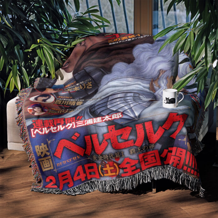 Berserk Manga Cover Anime Woven Tapestry Throw Blanket – Iconic Wall Rug, Cozy Home Decor & Collectible Gift - Image 3