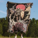 Skull Knight Woven Tapestry Throw Blanket – Dark Fantasy Wall Art, Room & Home Decor, Unique Gift - Image 4