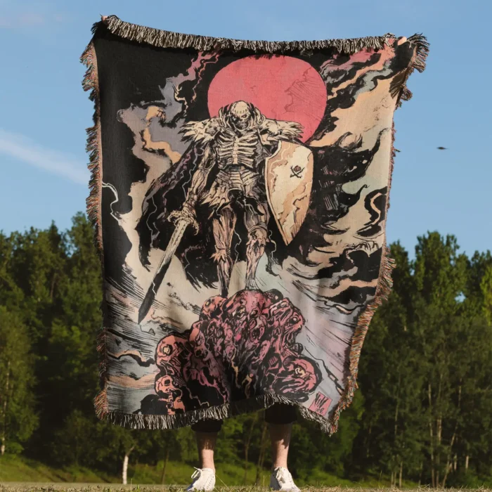 Skull Knight Woven Tapestry Throw Blanket – Dark Fantasy Wall Art, Room & Home Decor, Unique Gift - Image 4