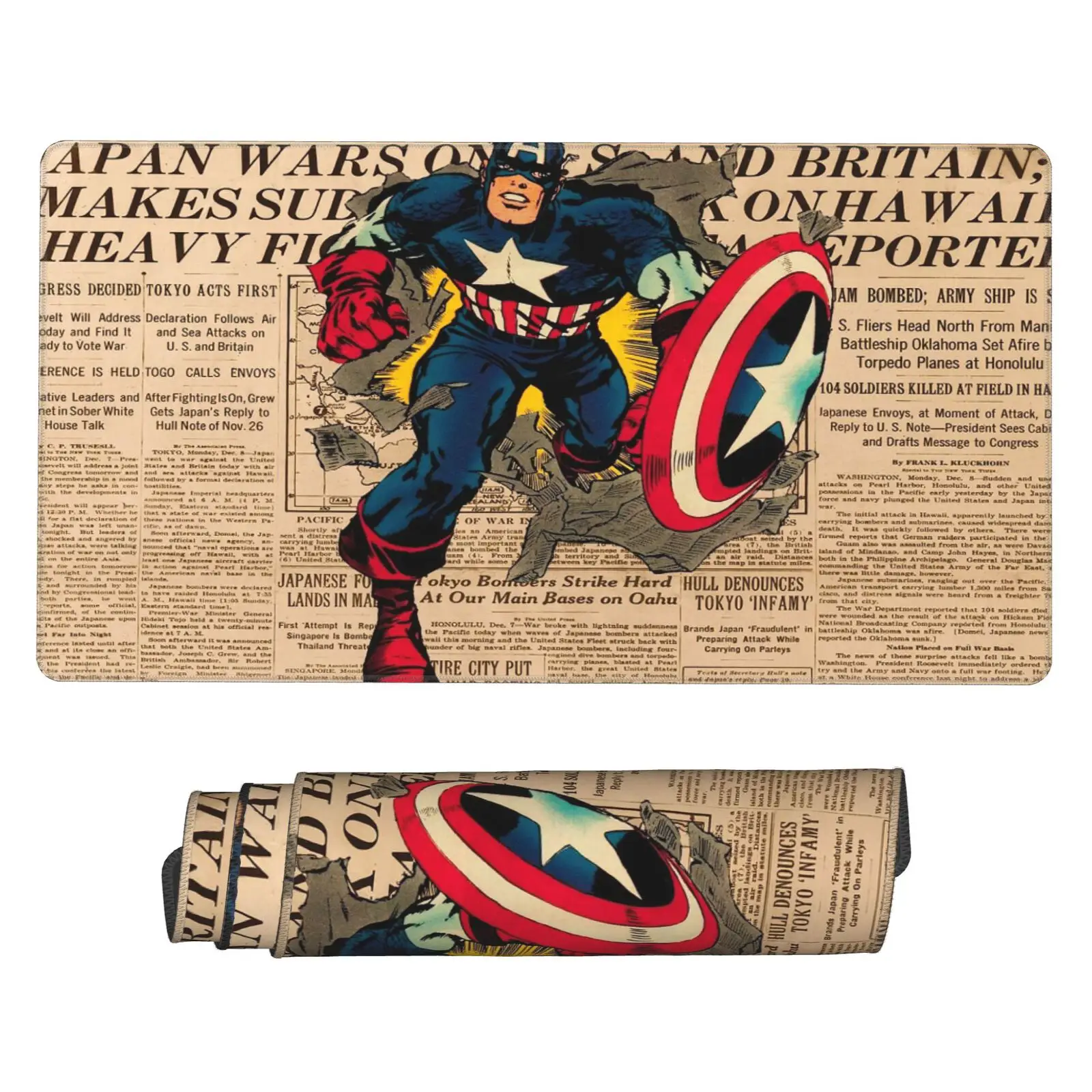 captain-america-mouse-pad-1 This Captain America mouse pad is a classic superhero-themed desk mat, perfect for gaming rooms, otaku setups, or collector displays. A must-have for Marvel fans.