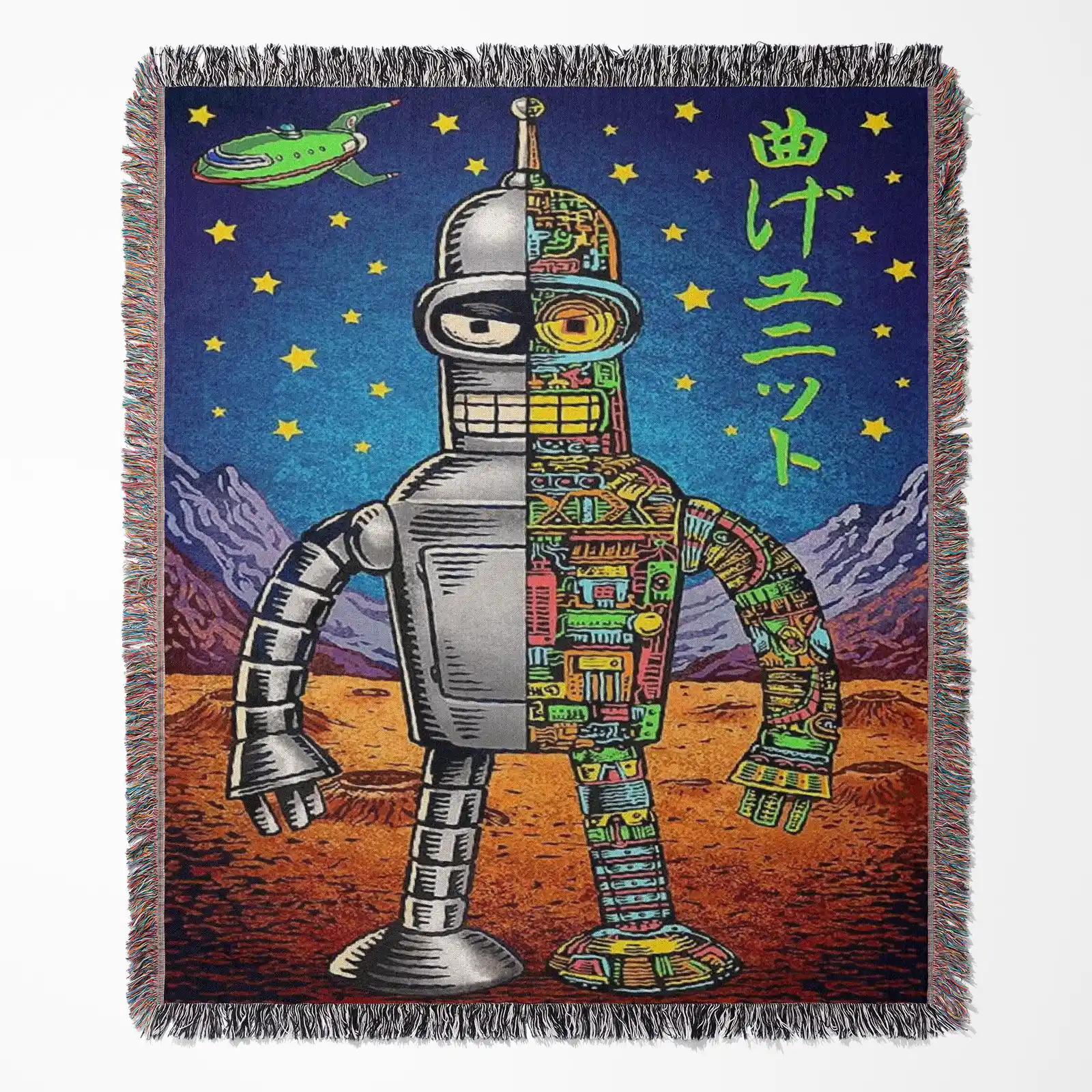 cartoon-woven-tapestry-throw-blanket-115 Futurama woven tapestry throw blanket, featuring cool wall art and room decor, making it a perfect gift for Futurama collectors.