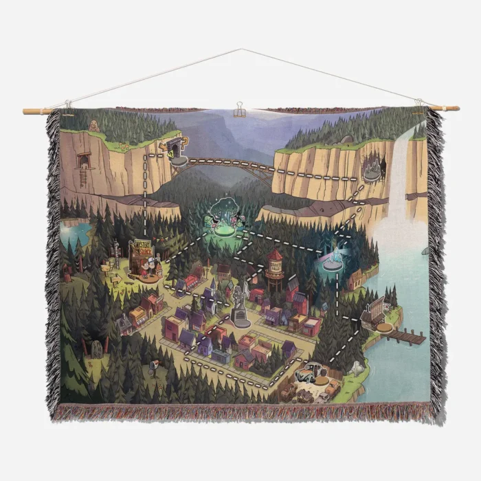Gravity Town Map Woven Tapestry Throw Blanket – Vintage Wall Art, Cozy Room Decor, Perfect Gift - Image 2