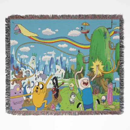 Adventure Time woven tapestry throw blanket, featuring fun wall art and stylish room decor, making it a great addition to any home decor.