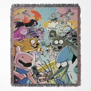 Regular Show woven tapestry throw blanket, offering retro wall art and unique room decor, ideal as a collectible accent for Regular Show enthusiasts.