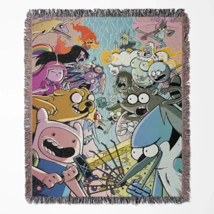Regular Show woven tapestry throw blanket, offering retro wall art and unique room decor, ideal as a collectible accent for Regular Show enthusiasts.