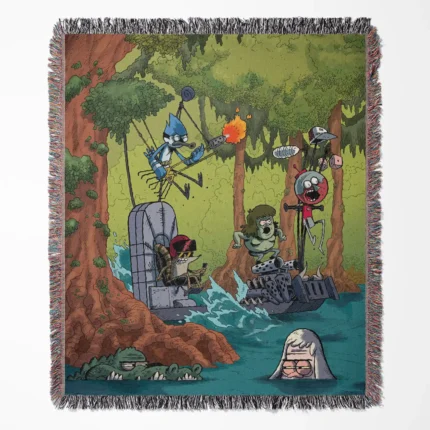 Regular Show woven tapestry throw blanket, featuring cool wall rug design and fun room decor, making it the perfect gift for Regular Show fans.