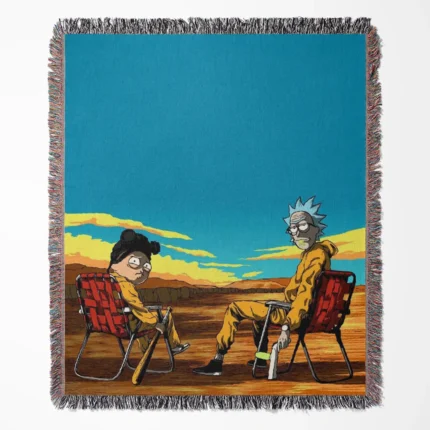 Rick and Morty woven tapestry throw blanket, offering stylish wall rug design and cozy room decor, making it the perfect gift for Rick and Morty fans.