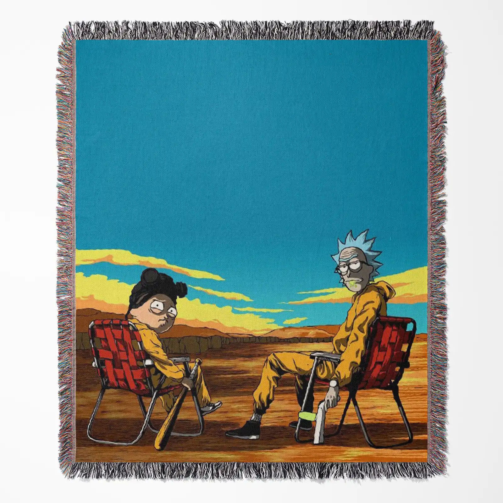 cartoon-woven-tapestry-throw-blanket-187 Rick and Morty woven tapestry throw blanket, offering stylish wall rug design and cozy room decor, making it the perfect gift for Rick and Morty fans.