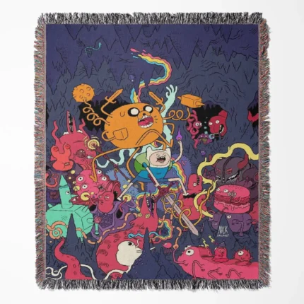 Adventure Time woven tapestry throw blanket, designed with unique wall rug and cozy room decor, perfect as a collectible item for Adventure Time enthusiasts.