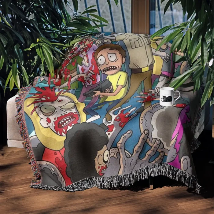 Rick Woven Tapestry Throw Blanket – Retro Wall Rug, Fun Room Decor, Gift for Fans - Image 3