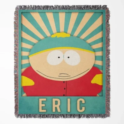 Cartman woven tapestry throw blanket, designed with cool wall rug design and fun room decor, making it the perfect gift for South Park fans.