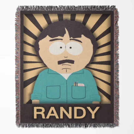 Randy Marsh woven tapestry throw blanket, featuring retro wall art and cool room decor, making it the perfect collectible accent for South Park fans.