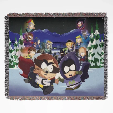 South Park woven tapestry throw blanket, offering fun wall rug design and cozy home decor, perfect as a gift for South Park fans.