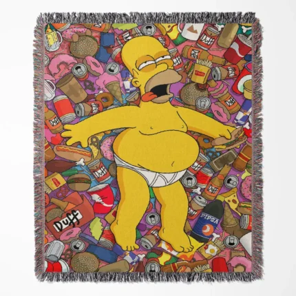 Simpson woven tapestry throw blanket, offering fun wall rug design and cozy room decor, making it a perfect gift for fans of The Simpsons.