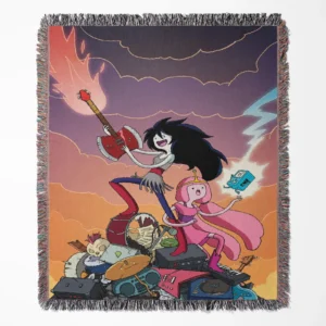 Adventure Time woven tapestry throw blanket, featuring bright wall rug design and room decor, ideal as a perfect gift for Adventure Time lovers.